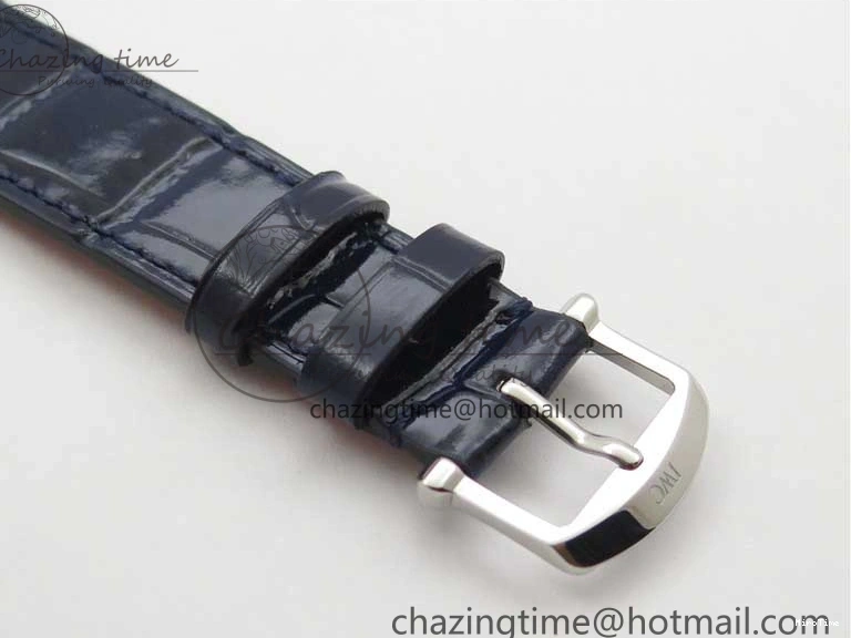 MIROTIME 0429 Portofino 37mm SS V7F 1:1 Best Edition Blue Dial Diamonds Bezel on Blue Leather Strap A Chic 7093